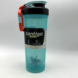 Contigo 28 fl oz. Fit Shake & Go 2.0 Shaker Bottle TEAL Bubble Tea Snap Top